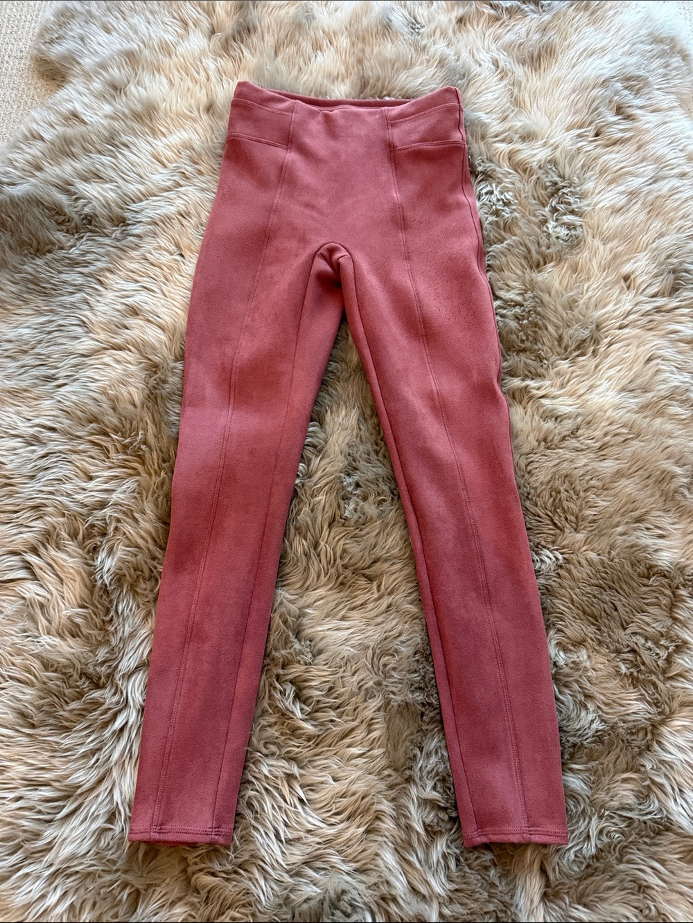 SPANX Girls Dusty Rose Fleece-Lined Leggings - Picture 1 of 3